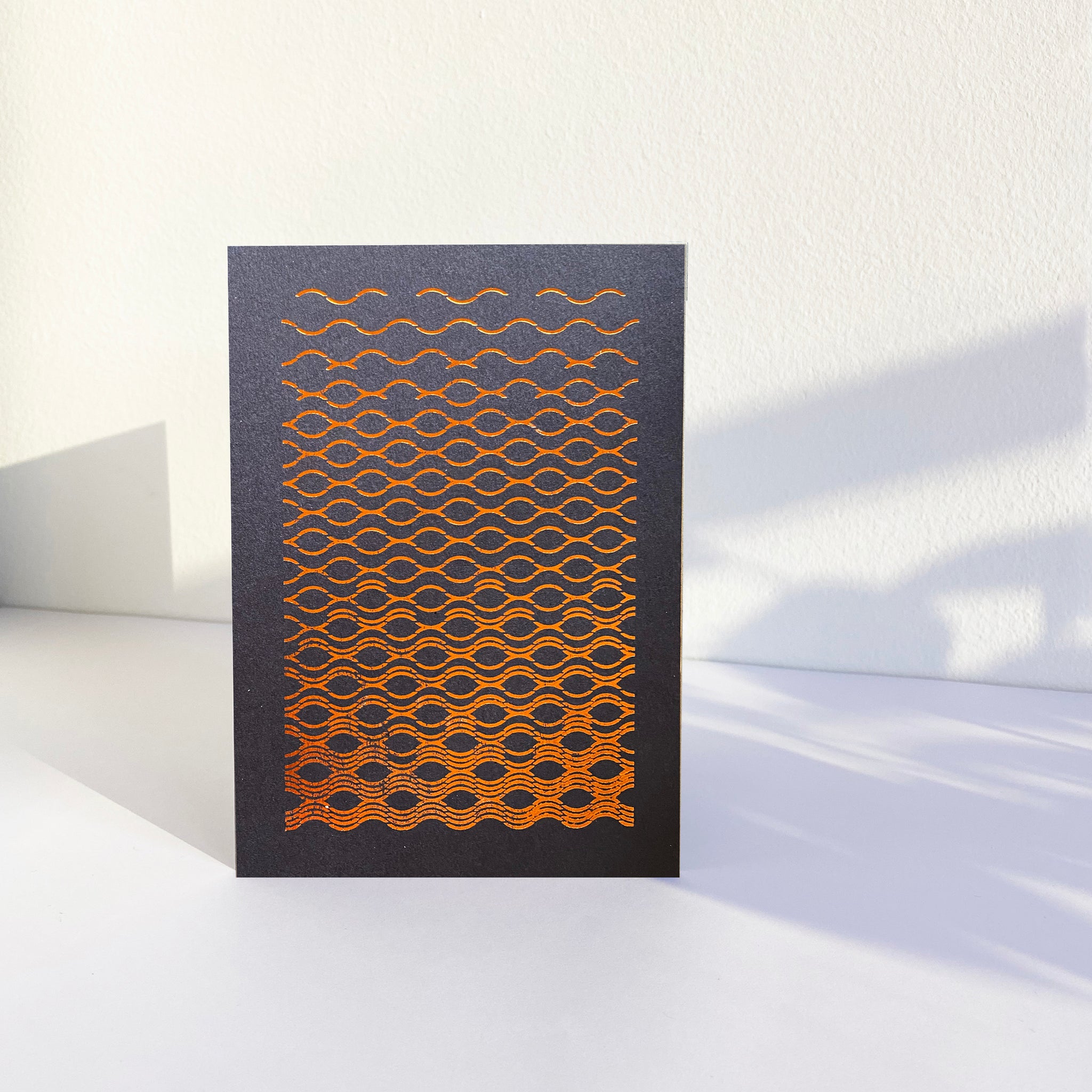 Abstract Waves Navy Blue Copper, Summer Greeting Card